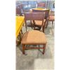 Image 2 : NATURAL WOOD TOP 36" SQUARE DARK WOOD SINGLE PEDESTAL COMMERCIAL CAFE TABLE WITH 4 DARK WOOD PADDED