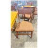 Image 2 : NATURAL WOOD TOP 36" SQUARE DARK WOOD SINGLE PEDESTAL COMMERCIAL CAFE TABLE WITH 4 DARK WOOD PADDED