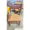 Image 2 : NATURAL WOOD TOP 36" SQUARE DARK WOOD SINGLE PEDESTAL COMMERCIAL CAFE TABLE WITH 4 DARK WOOD PADDED