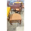 Image 2 : NATURAL WOOD TOP 36" SQUARE DARK WOOD SINGLE PEDESTAL COMMERCIAL CAFE TABLE WITH 4 DARK WOOD PADDED