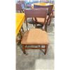 Image 2 : NATURAL WOOD TOP 36" SQUARE DARK WOOD SINGLE PEDESTAL COMMERCIAL CAFE TABLE WITH 4 DARK WOOD PADDED