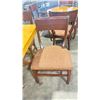Image 2 : NATURAL WOOD TOP 36" SQUARE DARK WOOD SINGLE PEDESTAL COMMERCIAL CAFE TABLE WITH 4 DARK WOOD PADDED