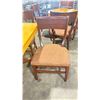 Image 2 : NATURAL WOOD TOP 36" SQUARE DARK WOOD SINGLE PEDESTAL COMMERCIAL CAFE TABLE WITH 4 DARK WOOD PADDED