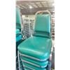Image 2 : 19 TEAL / CHROME METAL FRAMED STACKING CHAIRS