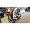 Image 1 : 6 60" ROUND PLASTIC COMMERCIAL BANQUET TABLES ON METAL MOBILE TABLE TRANSPORT CART