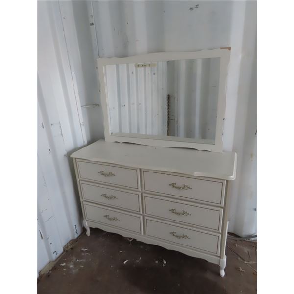 6 drawer white dresser with mirror