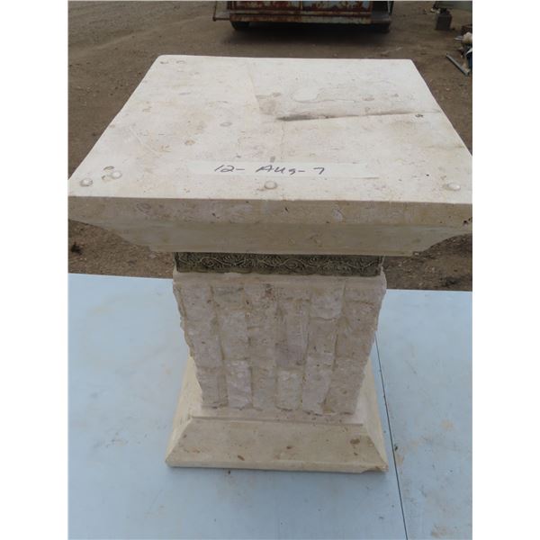 stone pillar 21" tall with glass