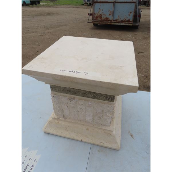 stone pillar 16" tall with glas
