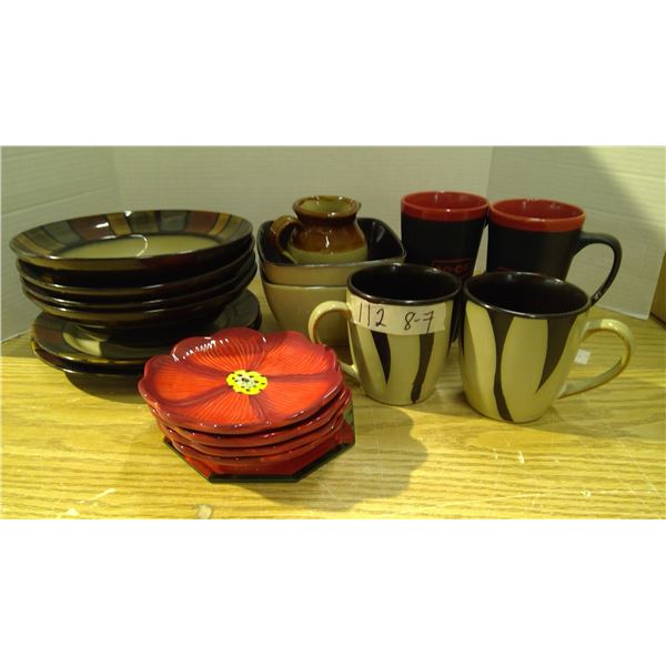 Pier1 imports stoneware mugs,plates bowl