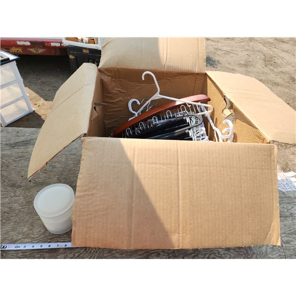 Box of hangers, etc.
