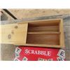 Image 2 : scrabble game and two wooden boxes