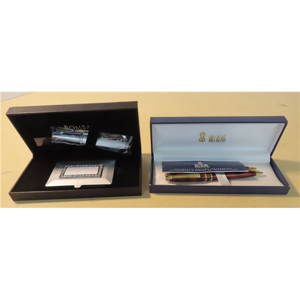 Billblass 2 pens and 1 bombay beautiful pen + card holder- new