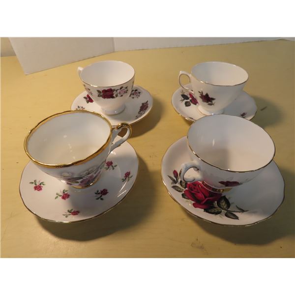 Lot of 4 china bone cups and saucers