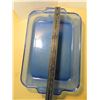 Image 3 : Lot of 8 blue glass plates and 1 large baking dish