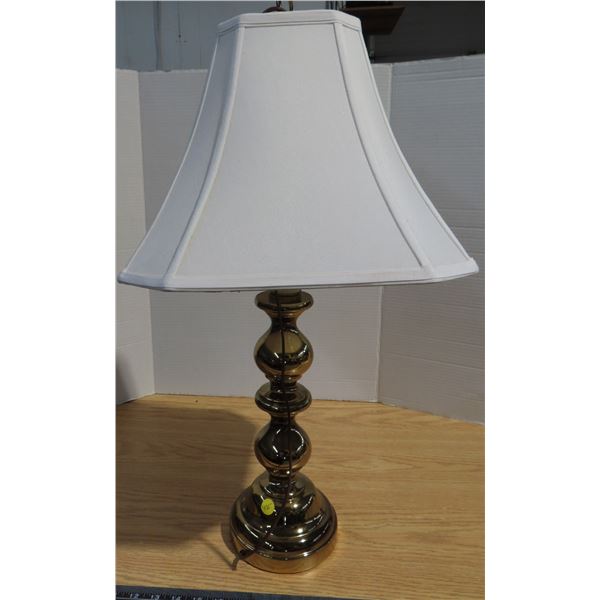 Beautiful brass lamp with white shade-28" tall-working