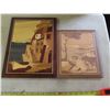Image 1 : two wooden pictures one stained
