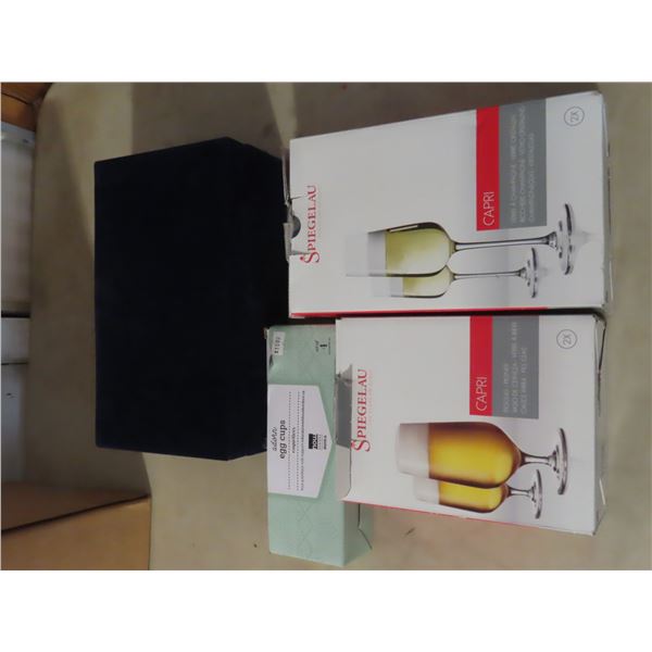 wine glasses and egg cups