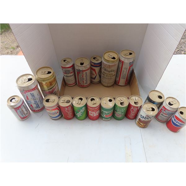 lot of vintage collectible can pop and beer
