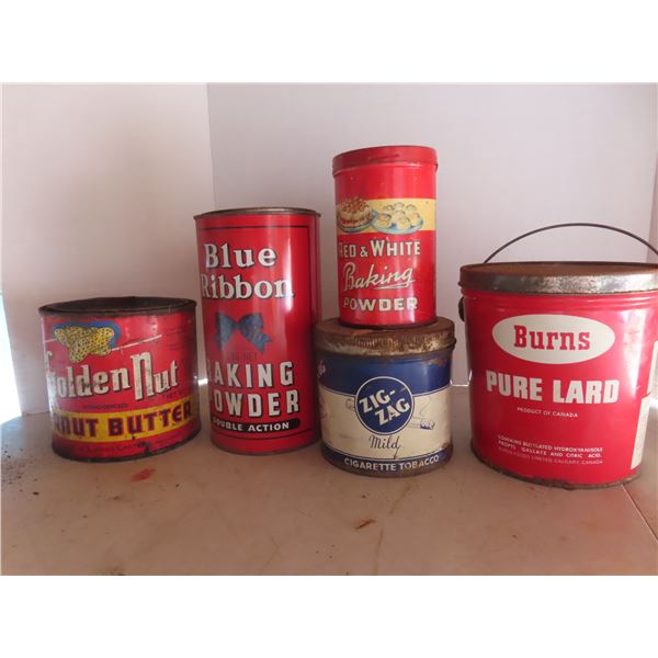 5 collectible antique cans