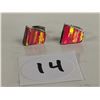Image 2 : Rare fire opal sterling silver earrings (950 silver)