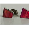 Image 4 : Rare fire opal sterling silver earrings (950 silver)