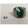 Image 1 : Large sterling silver man's ring (large green stone)