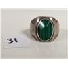 Image 2 : Large sterling silver man's ring (large green stone)