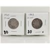 Image 1 : Silver 1903 and 1905 25 cent coins