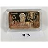 Image 2 : $100 Canada 1oz copper gold plated bar