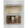 Image 1 : Two $100 Canada 1oz copper gold plated bar