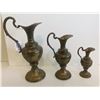 Image 4 : 3 matching brass vases 10" 8" and 5.5" tall