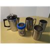 Image 1 : Camping Coffee Pot (complete), 4 Metal Insulating Beer Cozies