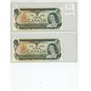 Image 1 : Lot of 2 Consecutive Serial Number 1973 $1 Replacement notes. Lawson-Bouey signatures. *FG Replaceme