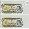 Image 1 : Lot of 2 Consecutive Serial Number 1973 $1 notes. Crow-Bouey signatures. BCW Prefix. BC-46b. Serial 