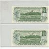 Image 2 : Lot of 2 Consecutive Serial Number 1973 $1 notes. Crow-Bouey signatures. BCW Prefix. BC-46b. Serial 