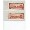 Image 2 : Lot of 2 Consecutive Serial Number 1954 Modified Portrait $2 notes. Bouey-Rasminsky signatures. D/G 