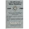 Image 1 : 1960 – 1985 Sooter’s 25th Anniversary ¼ gram of pure Silver.