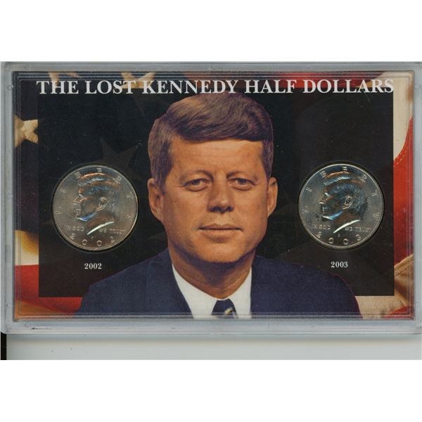 U.S. The Lost Kennedy Half Dollars. 2002P & 2003D Kennedy Half Dollars. Housed in a Morgan Mint hard