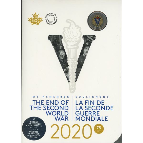 2020 The End of the Second World War 6-coin set. Includes 2 Toonies, one regular V For Victory, the 