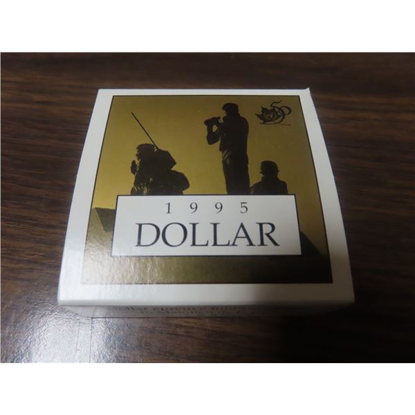 1995 Peacekeeping Loonie Dollar. Proof with Ultra Heavy Cameo. Housed in its original Royal Canadian