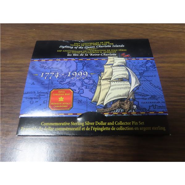 1774 – 1999 Silver Dollar. Commemorates the 225th Anniversary of Captain Juan Perez sightin