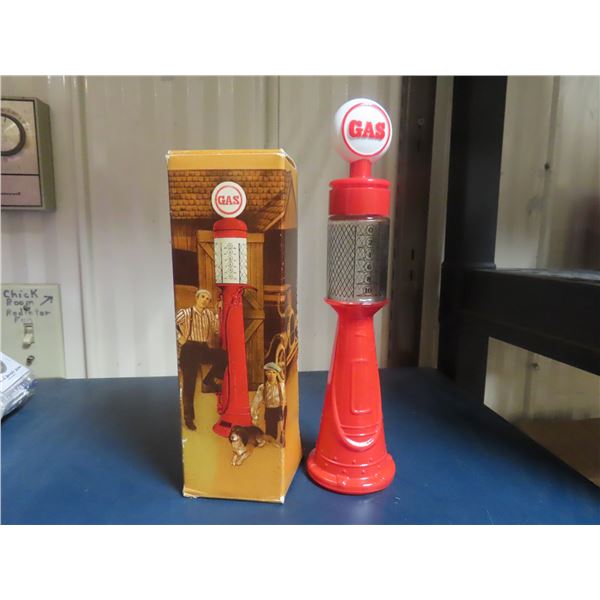 Avon Remember When Gas Pump. 4-ounce red painted clear glass. Red & white plastic cap. Housed in its