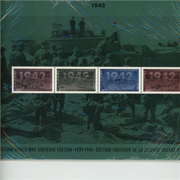 1942 Second World War Commemorative 42 Cent Stamps. War Reporting, NFLD air bases, U-Boats & Dieppe.