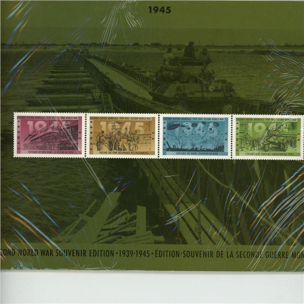 1945 Second World War Commemorative 43 Cent Stamps. Veterans Return, Freeing the POWs, Crossing the 