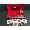 Image 1 : Coin collection and vintage jewerly box