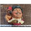 Image 1 : Vintage Chalkware - Man w/Monkey wearing a Fez
