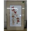 Image 1 : "Crimson Pearls" Water Color Painting In Frame Sask Artist- 29"x17"