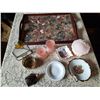 Image 2 : Dresser Dishes, Frosted Taper Holders, Floral & Wood Tray