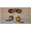 Image 2 : Vintage Brown and Tan Stoneware Double Condiment Server with Spoons