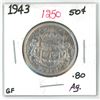 Image 1 : 1943 Canadian Silver half - dollar (GF- .80Ag)